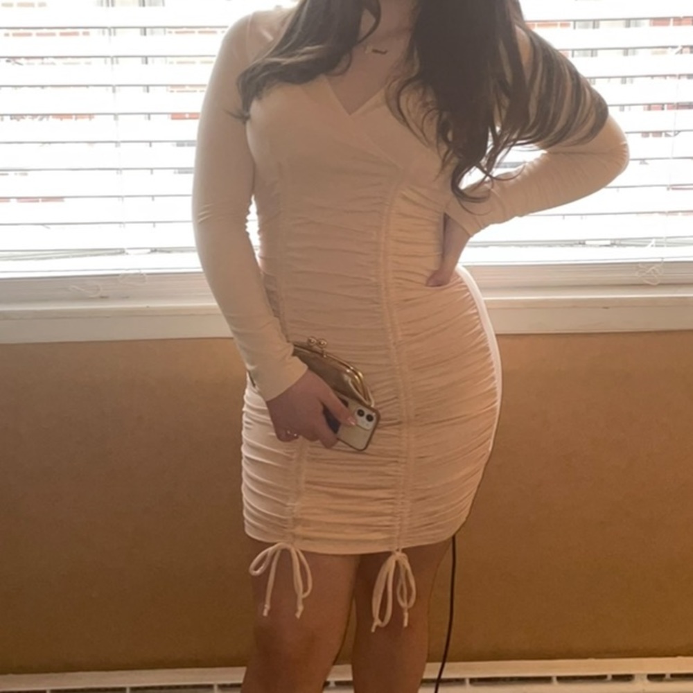 Beige long sleeve dress